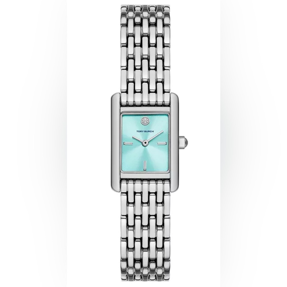 Brand New with Tags Tory Burch Silver Watch with Light Blue Dial
